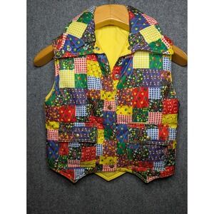 Vintage 80's SWING WEST Reversible Patchwork Quilted Puffer Vest Women's Size 10